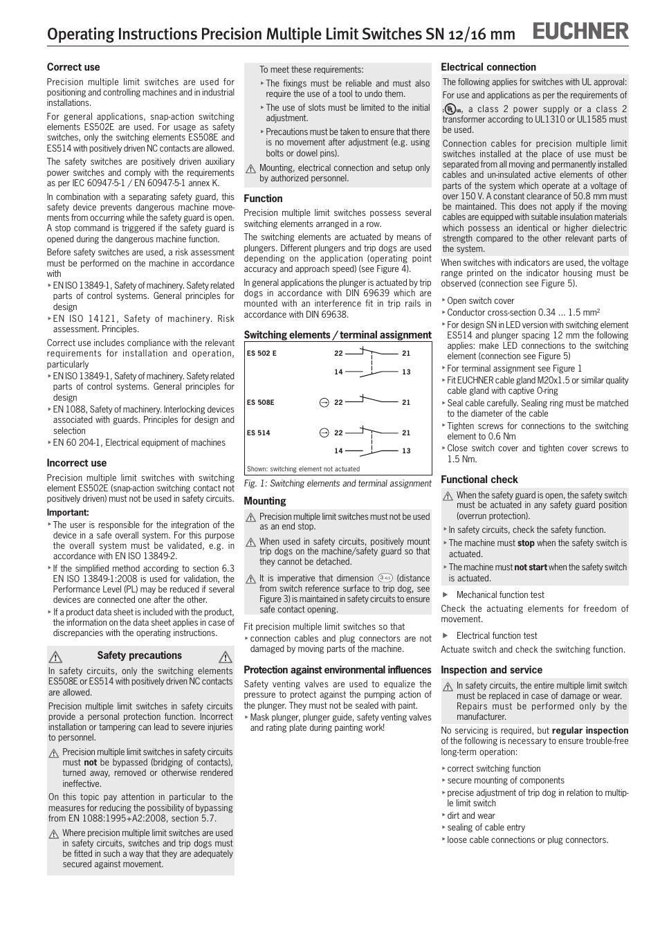 EUCHNER SN 12/16 mm User Manual | Page 4 / 12