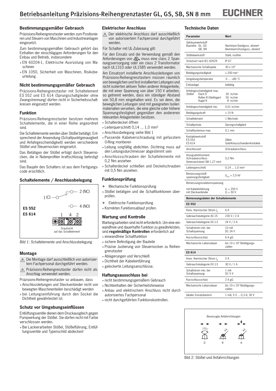 EUCHNER SN 8 mm User Manual | 8 pages