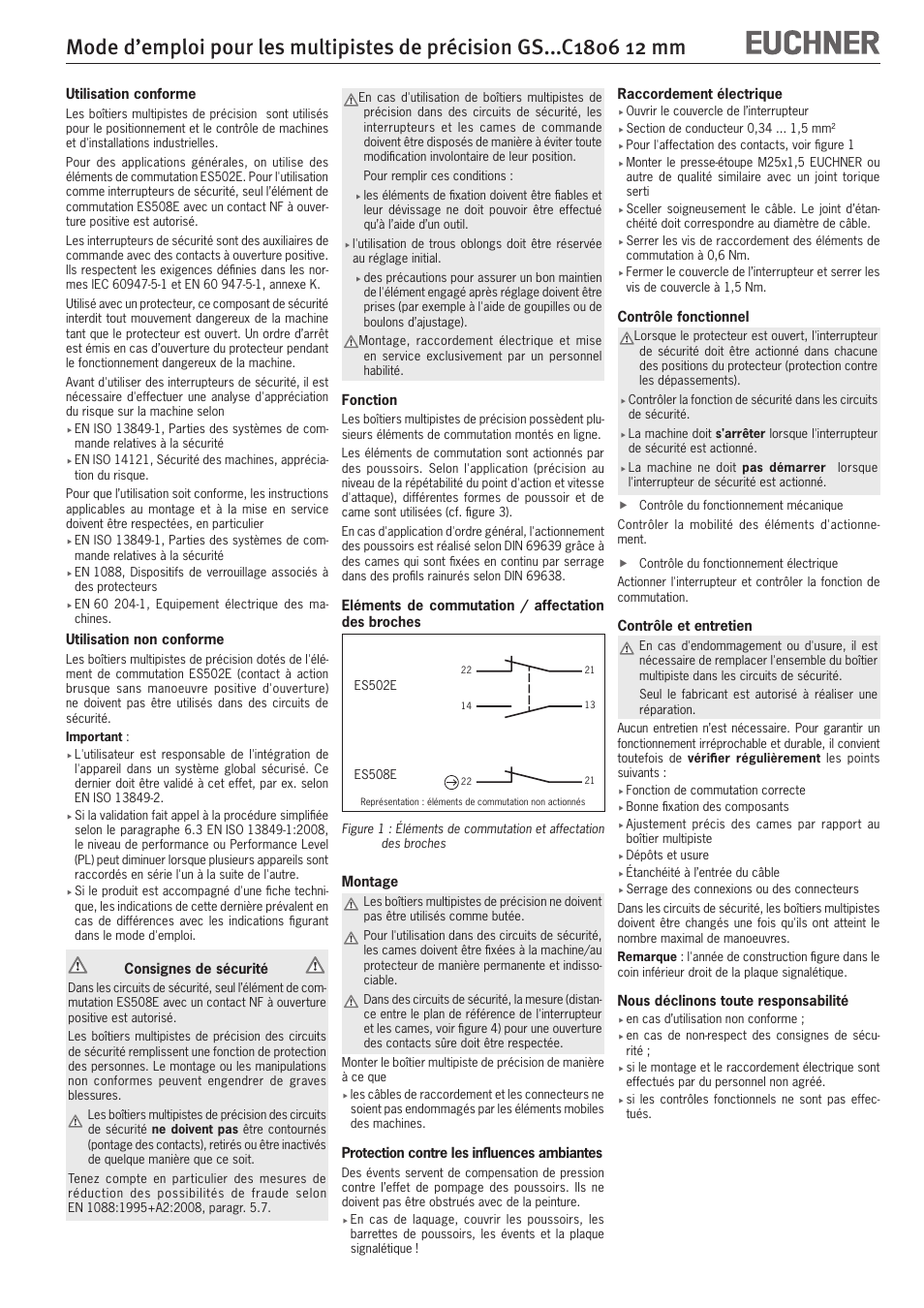 EUCHNER GSxxxC1806 12 mm User Manual | Page 5 / 8
