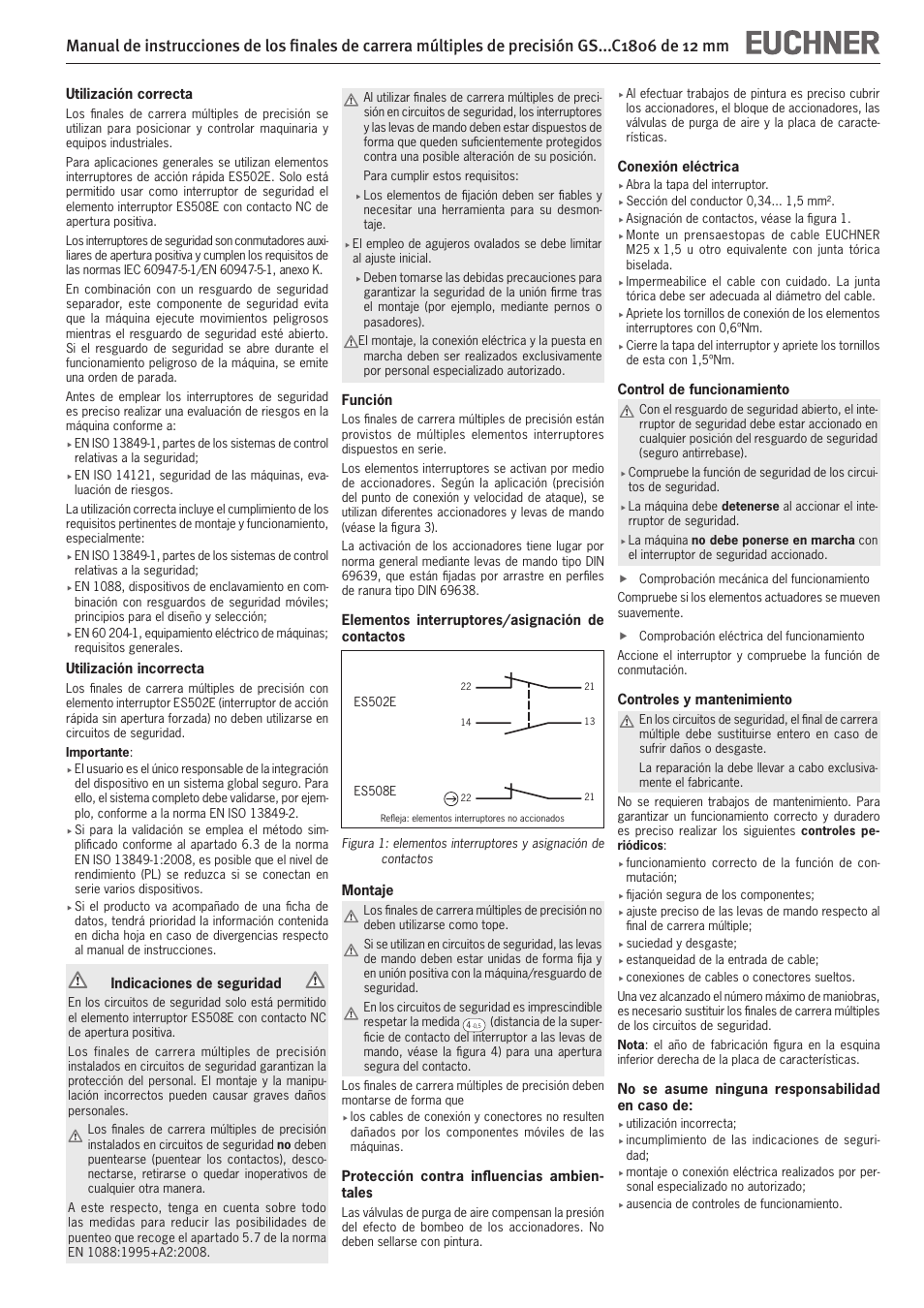 EUCHNER GSxxxC1806 12 mm User Manual | Page 7 / 8