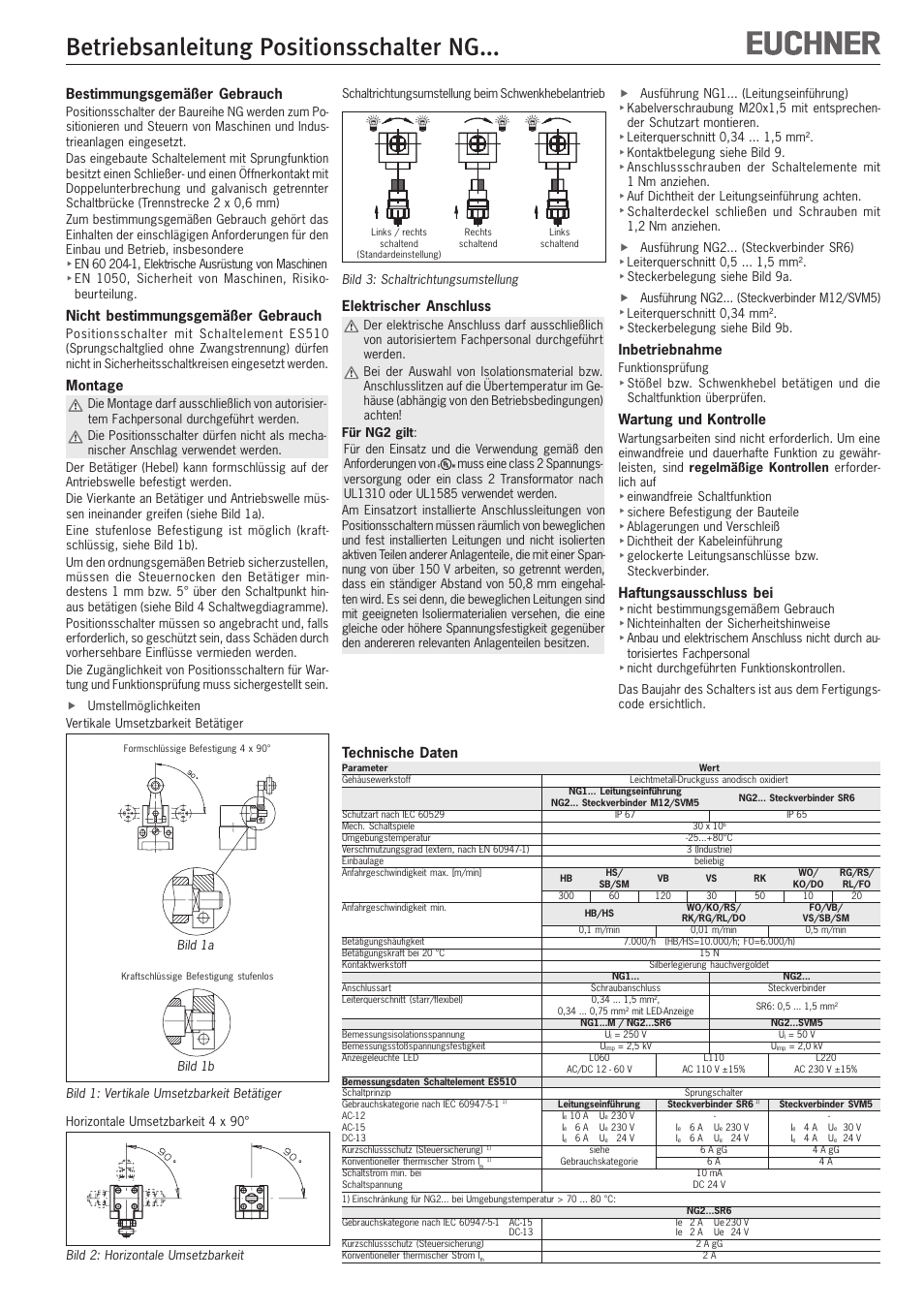 EUCHNER NGxxx User Manual | 8 pages