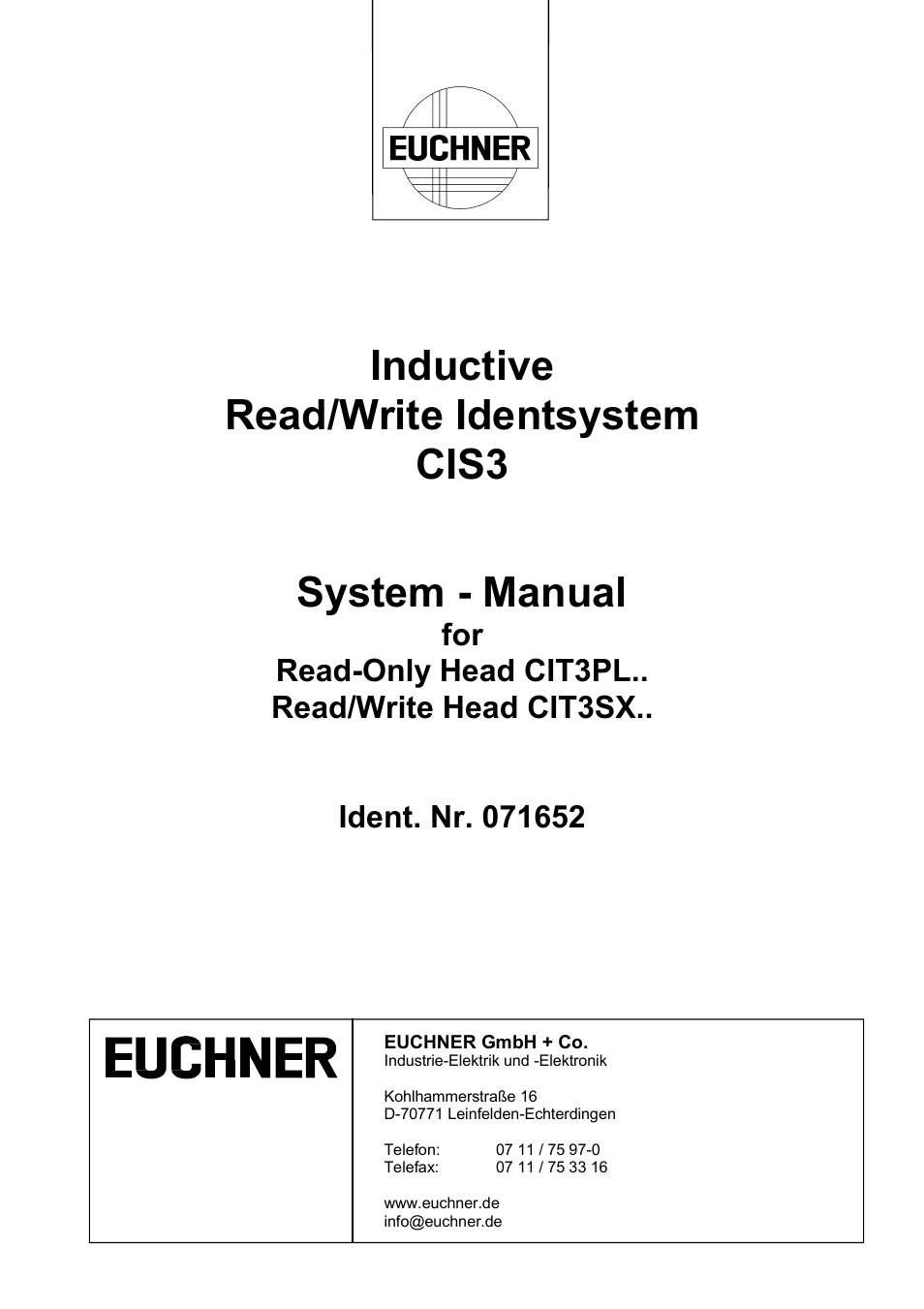 EUCHNER CIS3(A) User Manual | 23 pages