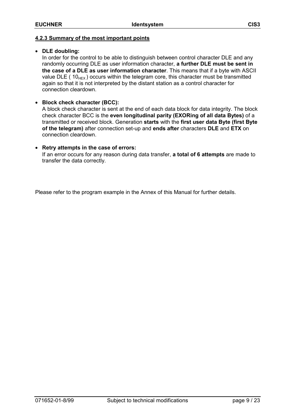 3 summary of the most important points | EUCHNER CIS3(A) User Manual | Page 9 / 23