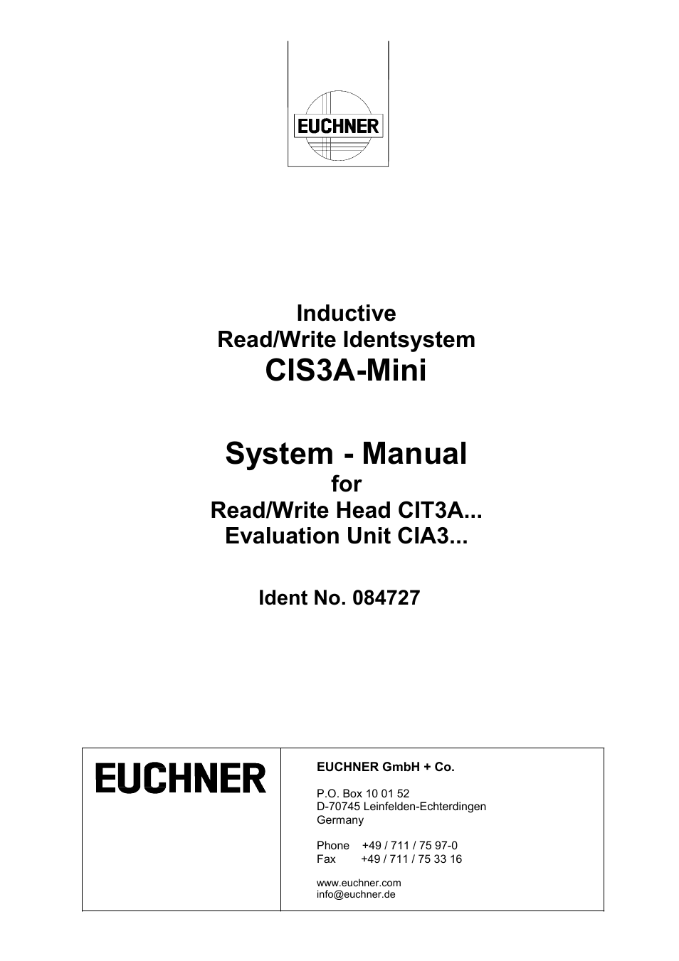 EUCHNER CIS3A-Mini User Manual | 22 pages