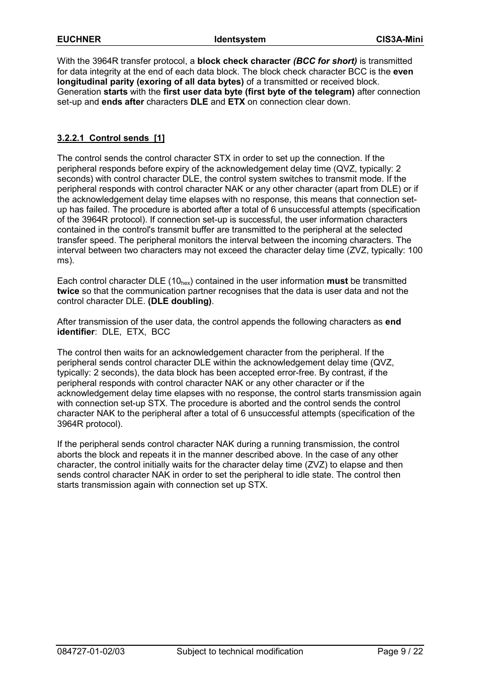 1 control sends [1 | EUCHNER CIS3A-Mini User Manual | Page 9 / 22