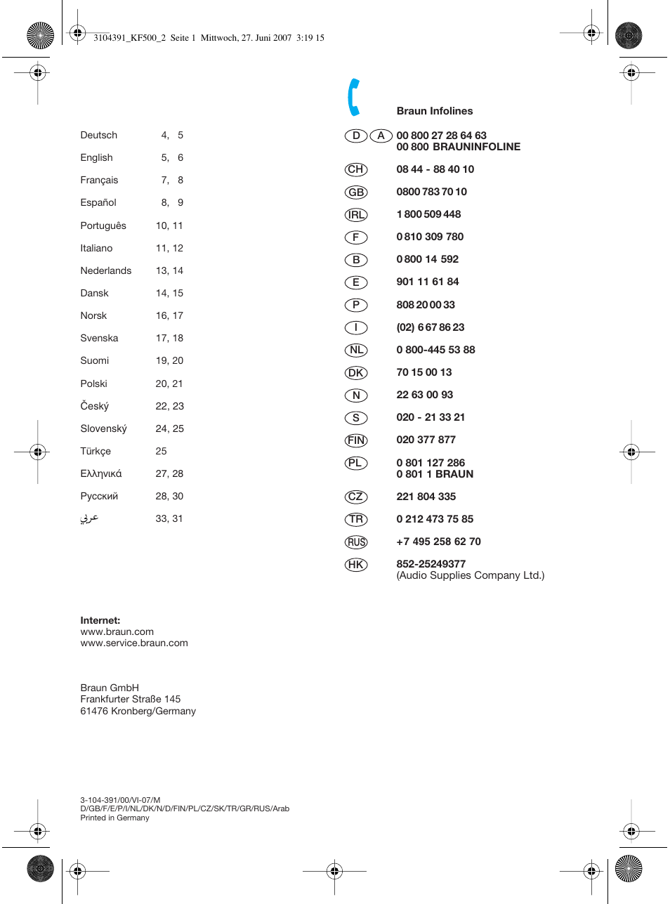 Braun CafHouse Silver KF 510 User Manual | Page 2 / 33