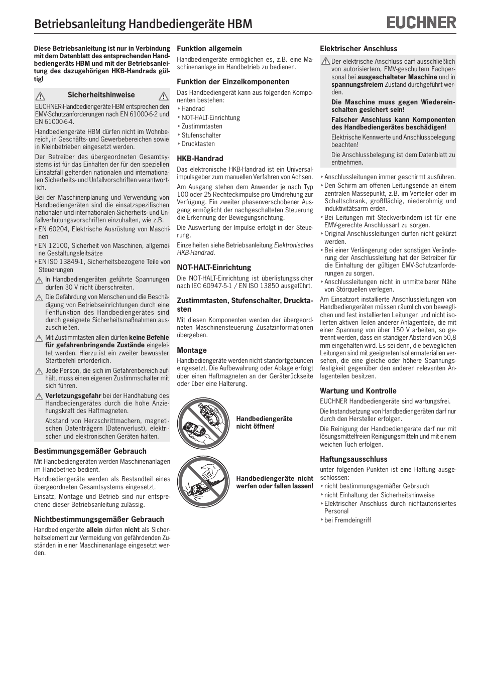 EUCHNER HBM User Manual | 8 pages