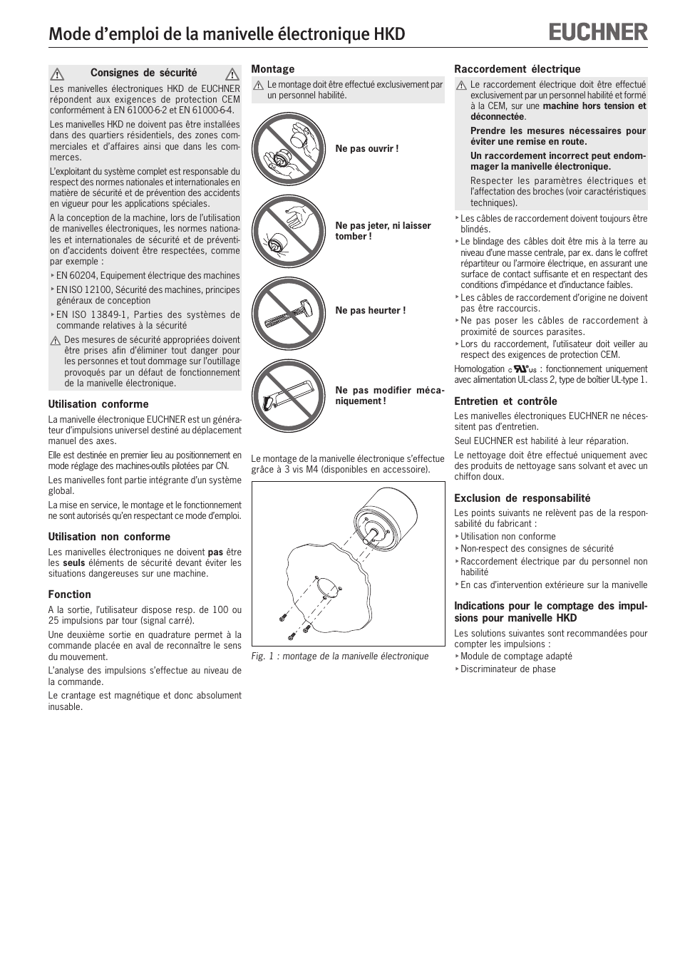 Mode d’emploi de la manivelle électronique hkd | EUCHNER HKD User Manual | Page 5 / 8