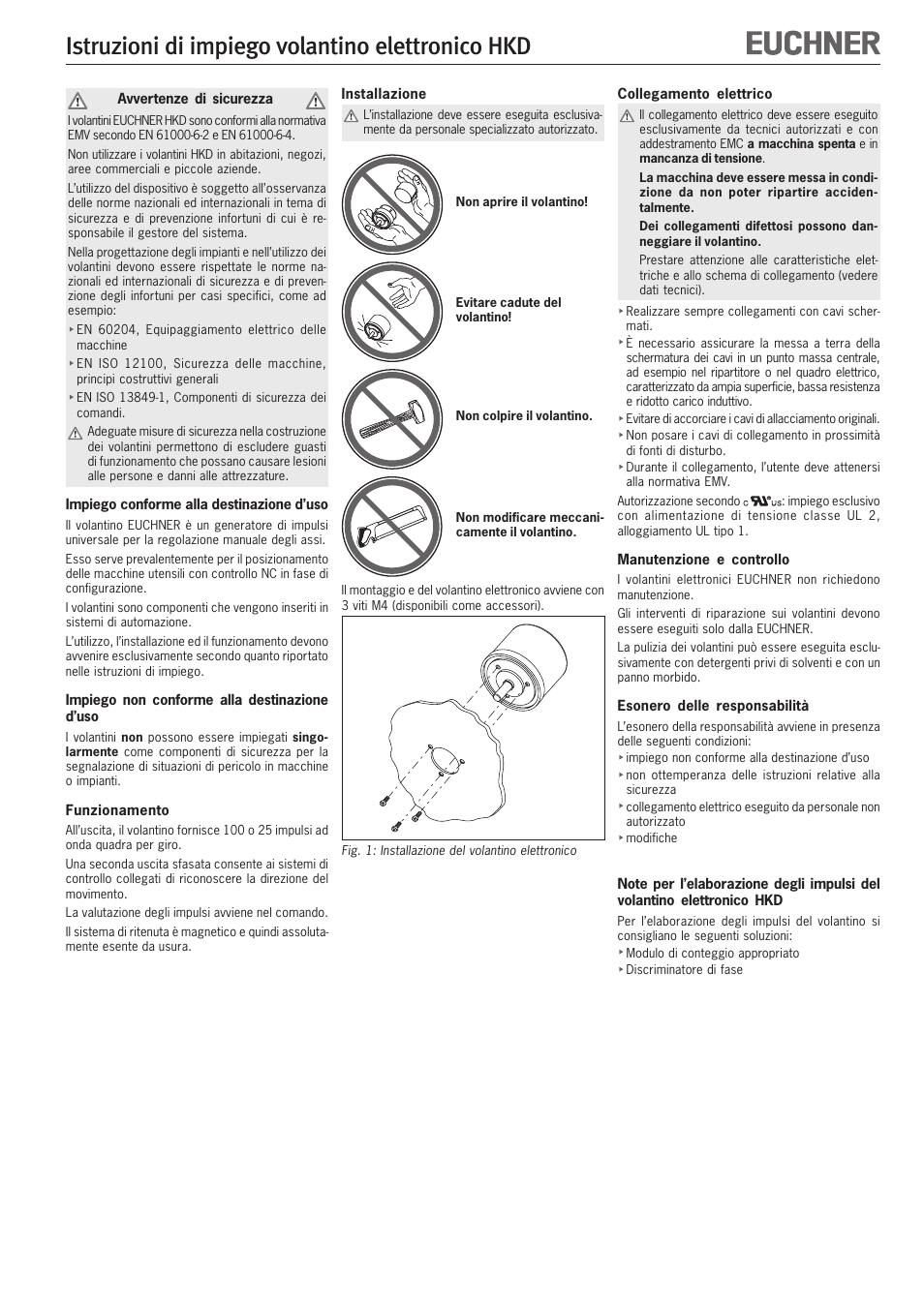Istruzioni di impiego volantino elettronico hkd | EUCHNER HKD User Manual | Page 7 / 8