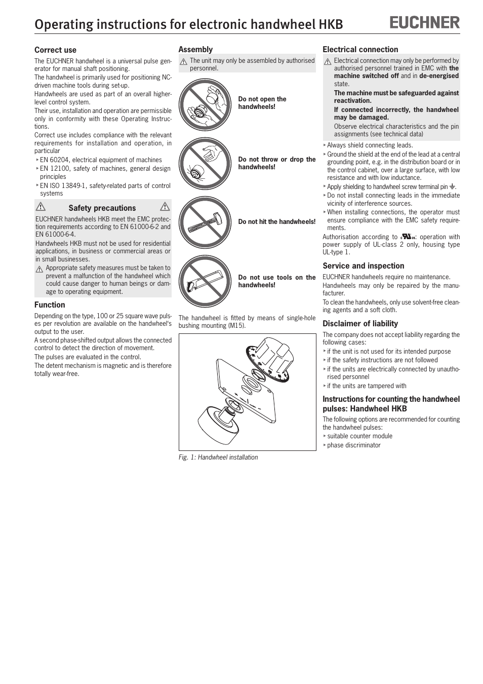 EUCHNER HKB electronic handwheel User Manual | Page 3 / 8