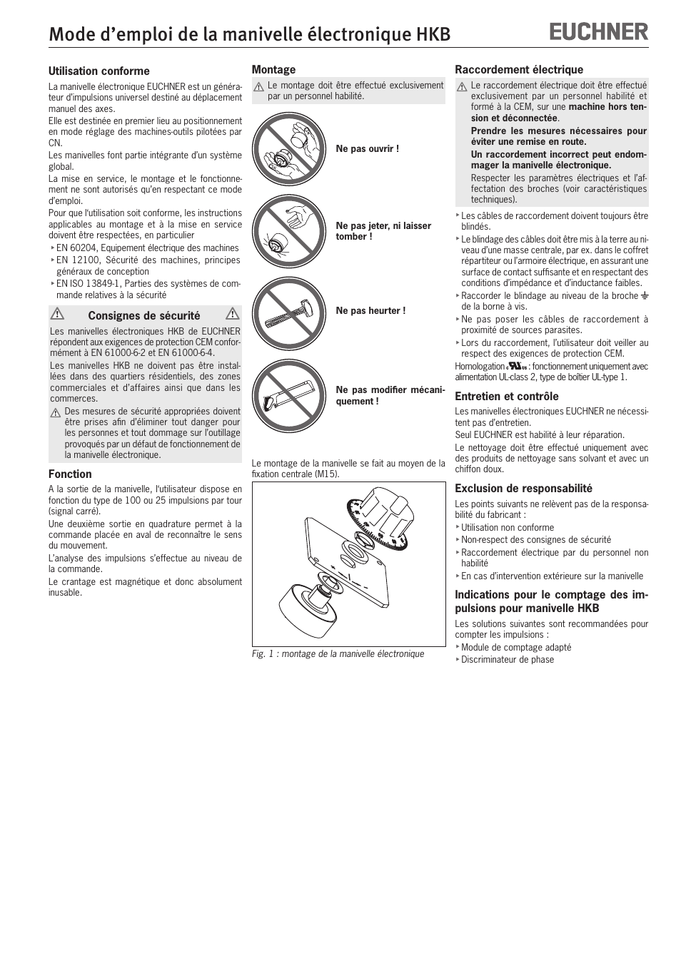 Mode d’emploi de la manivelle électronique hkb | EUCHNER HKB electronic handwheel User Manual | Page 5 / 8