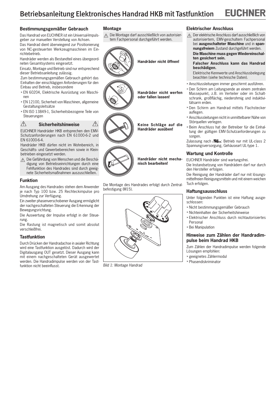EUCHNER HKB with pushbutton function User Manual | 8 pages