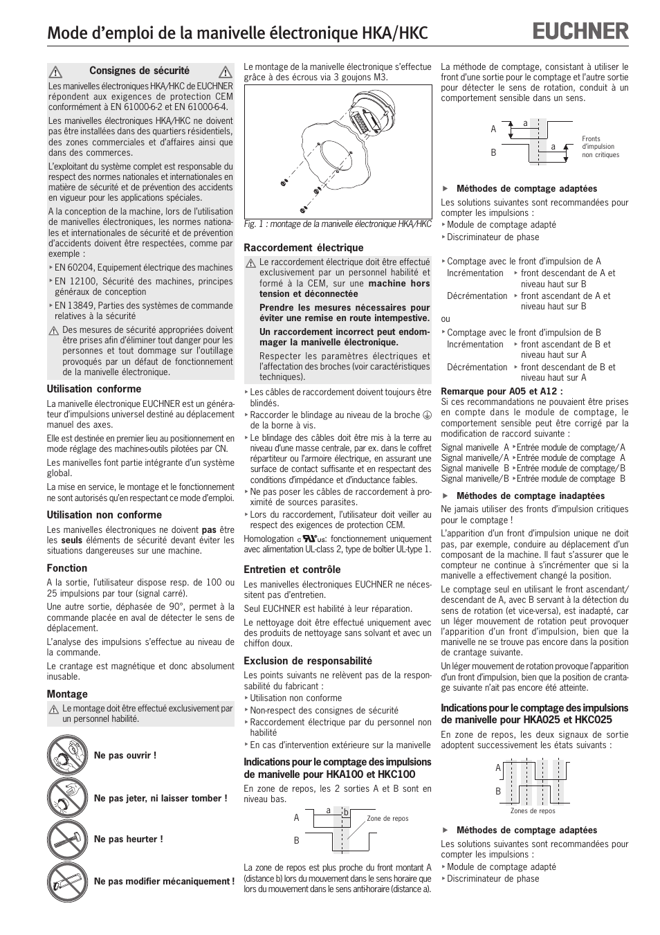 Mode d’emploi de la manivelle électronique hka/hkc | EUCHNER HKA User Manual | Page 5 / 8
