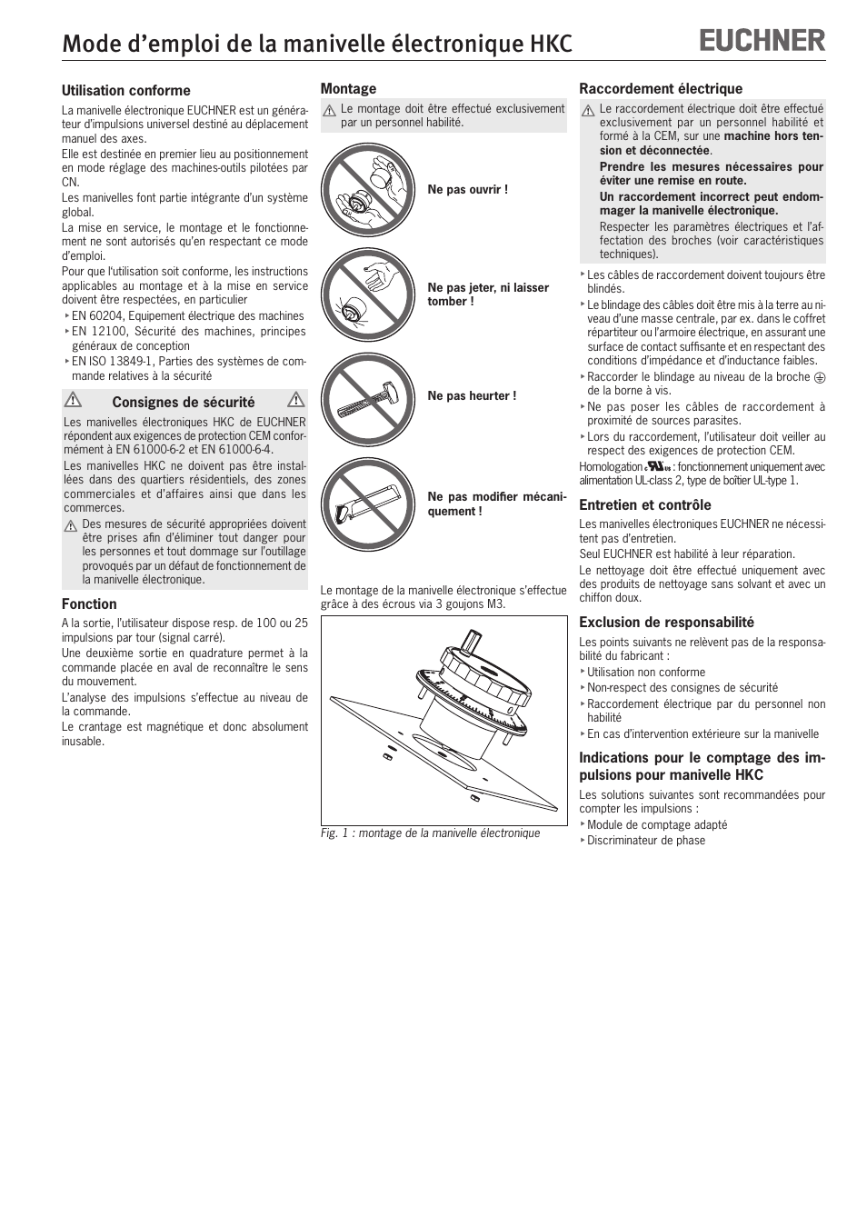 Mode d’emploi de la manivelle électronique hkc | EUCHNER HKC User Manual | Page 5 / 8