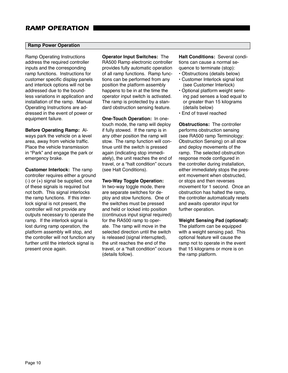 Ramp operation | Braun RA500 User Manual | Page 12 / 48