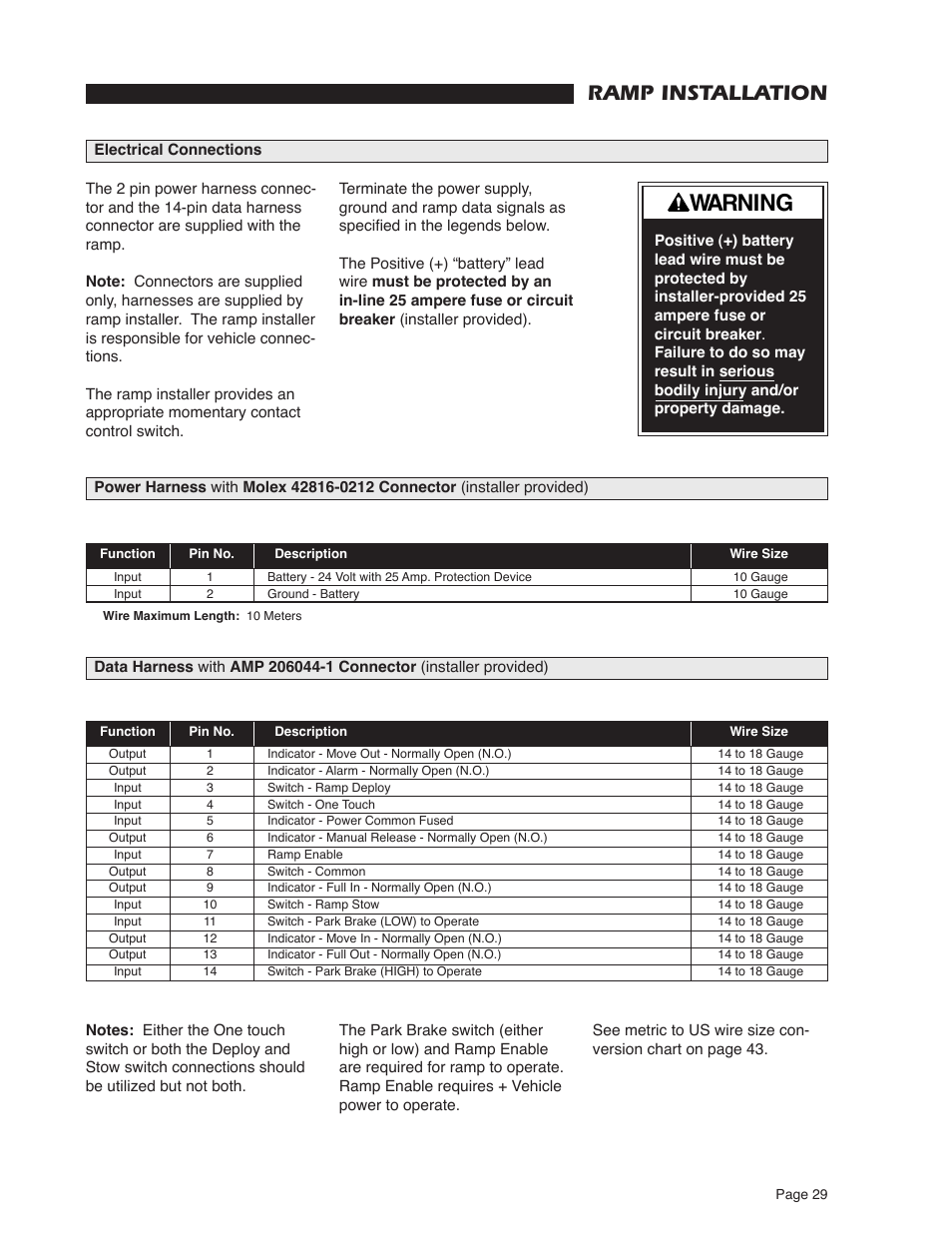 Warning, Ramp installation | Braun RA500 User Manual | Page 31 / 48