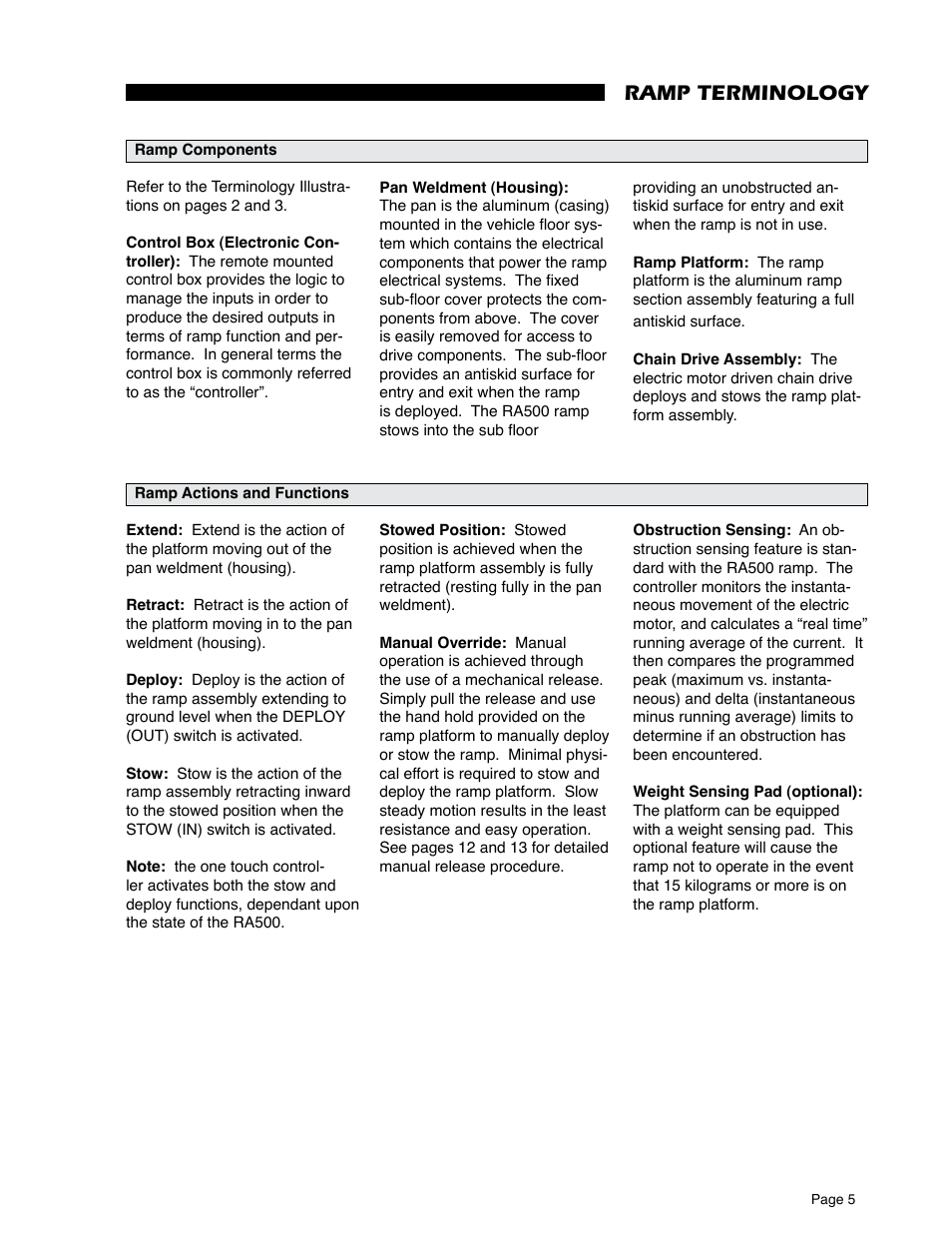 Ramp terminology | Braun RA500 User Manual | Page 7 / 48