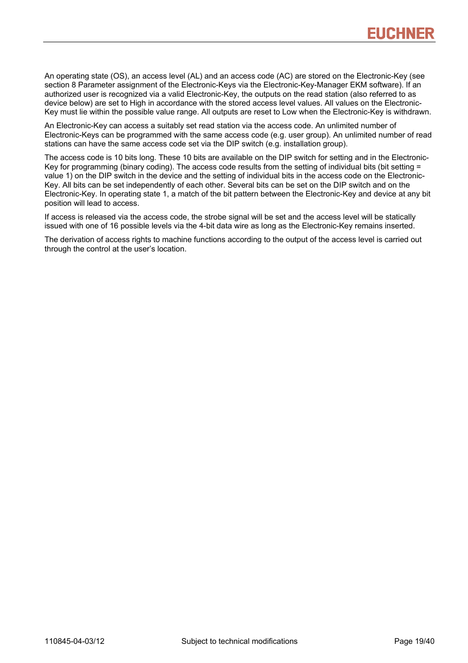 1 description of operating state 1, Description of operating state 1, Manual eks light and light fsa | EUCHNER FSA Light User Manual | Page 19 / 40