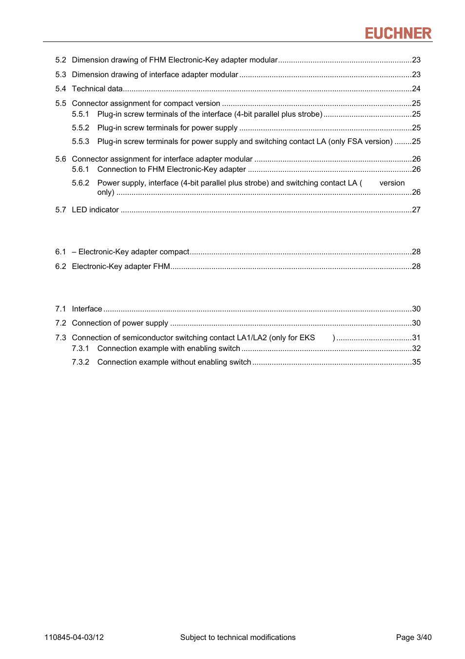 Manual eks light and light fsa | EUCHNER FSA Light User Manual | Page 3 / 40