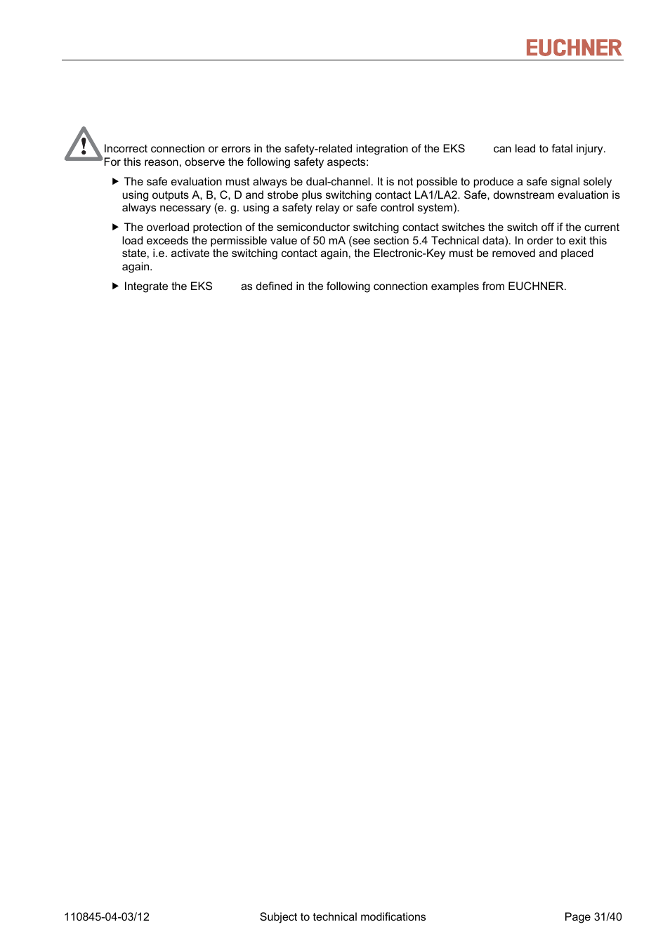 EUCHNER FSA Light User Manual | Page 31 / 40