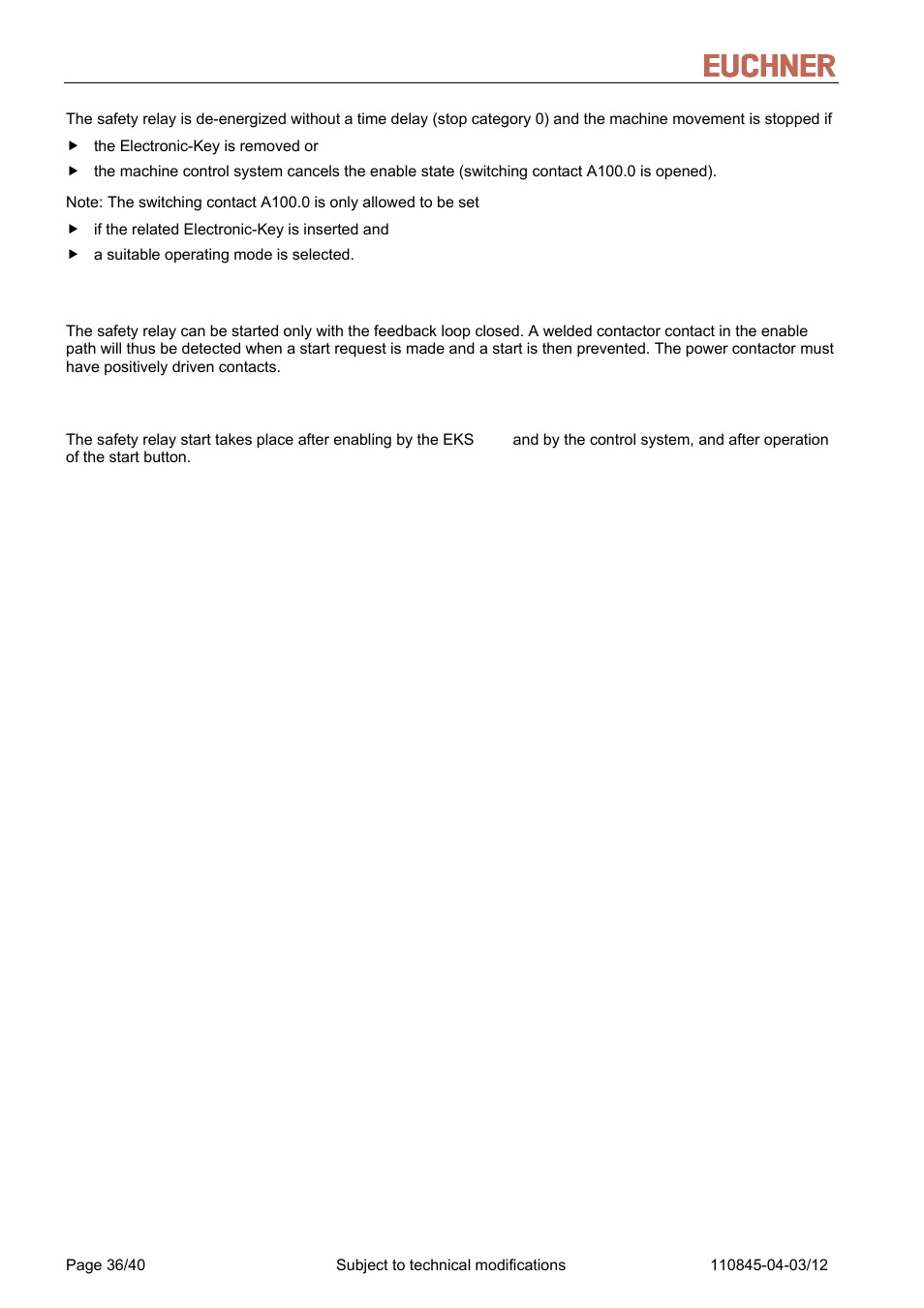 Manual eks light and light fsa | EUCHNER FSA Light User Manual | Page 36 / 40