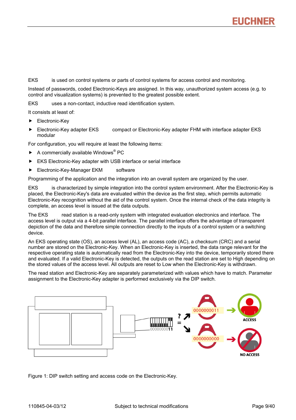 3 function, 1 functional description, 1 functions of eks light | Function, Functional description, Functions of eks light, Manual eks light and light fsa | EUCHNER FSA Light User Manual | Page 9 / 40