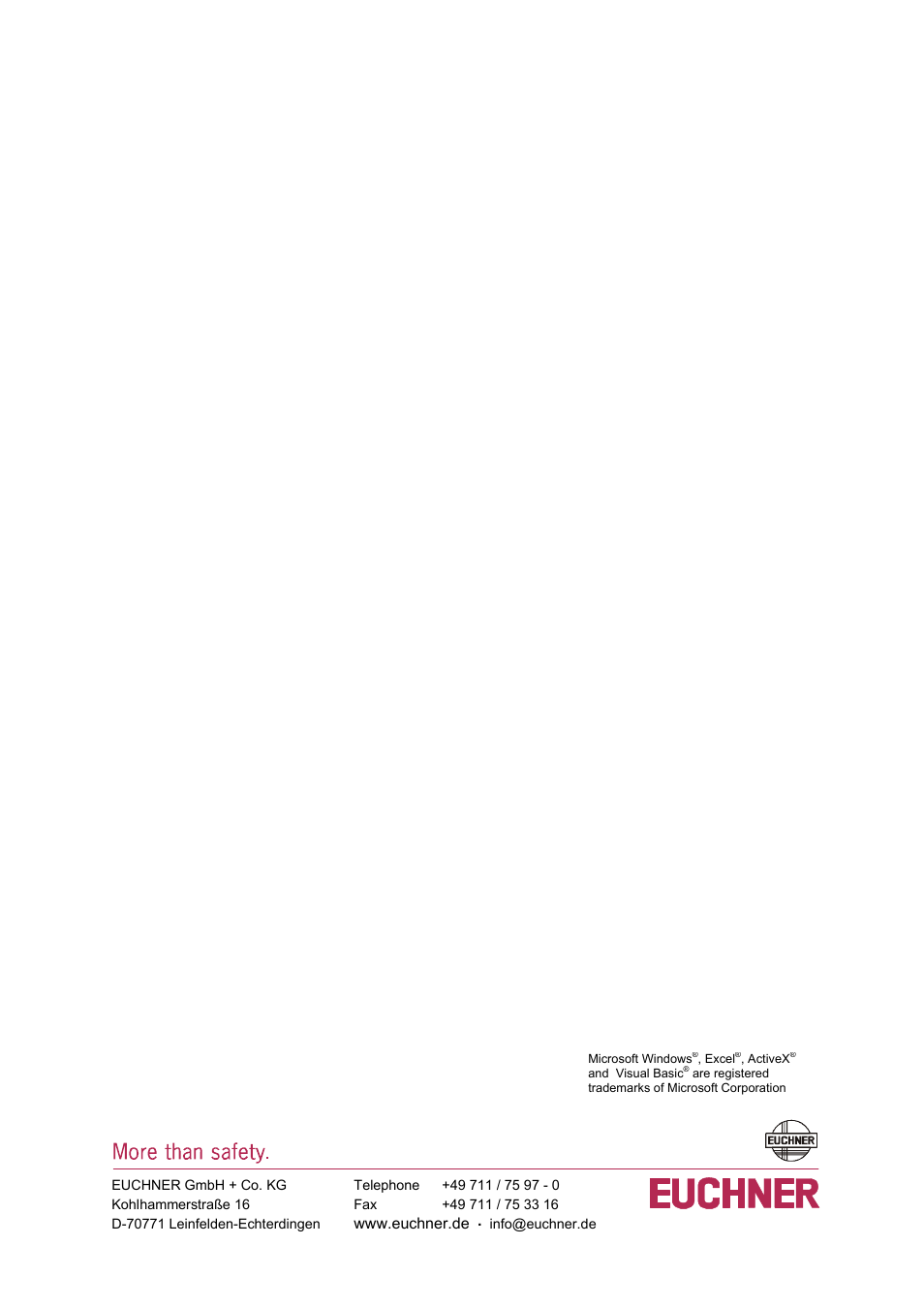 EUCHNER ActiveX Module Ethernet TCP/IP User Manual | Page 20 / 20