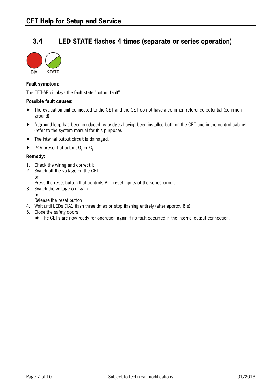 Cet help for setup and service | EUCHNER CET User Manual | Page 7 / 10