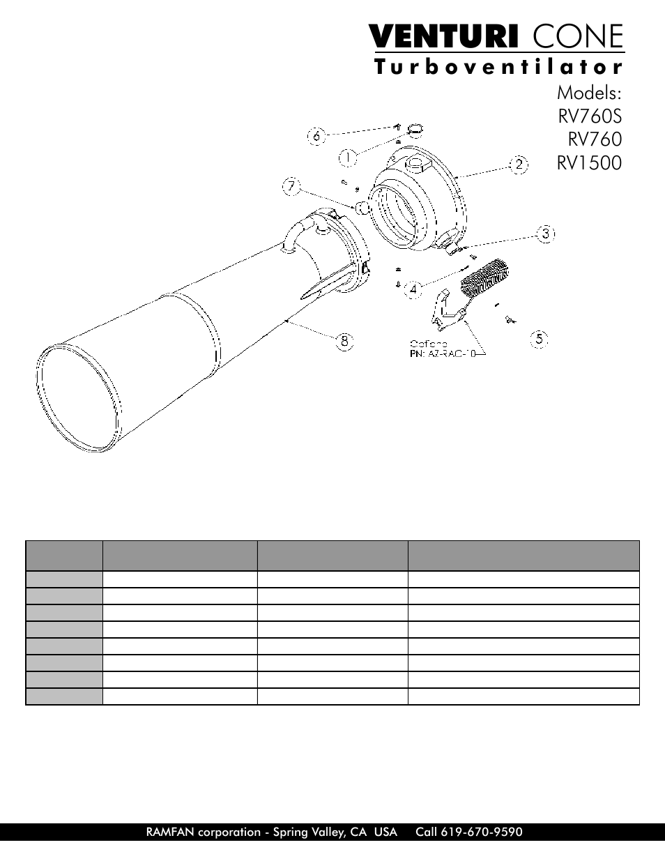 Venturi cone | Euramco Safety RV1500 User Manual | Page 3 / 4