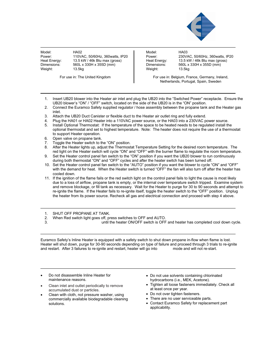 Euramco Safety HA03 User Manual | 4 pages