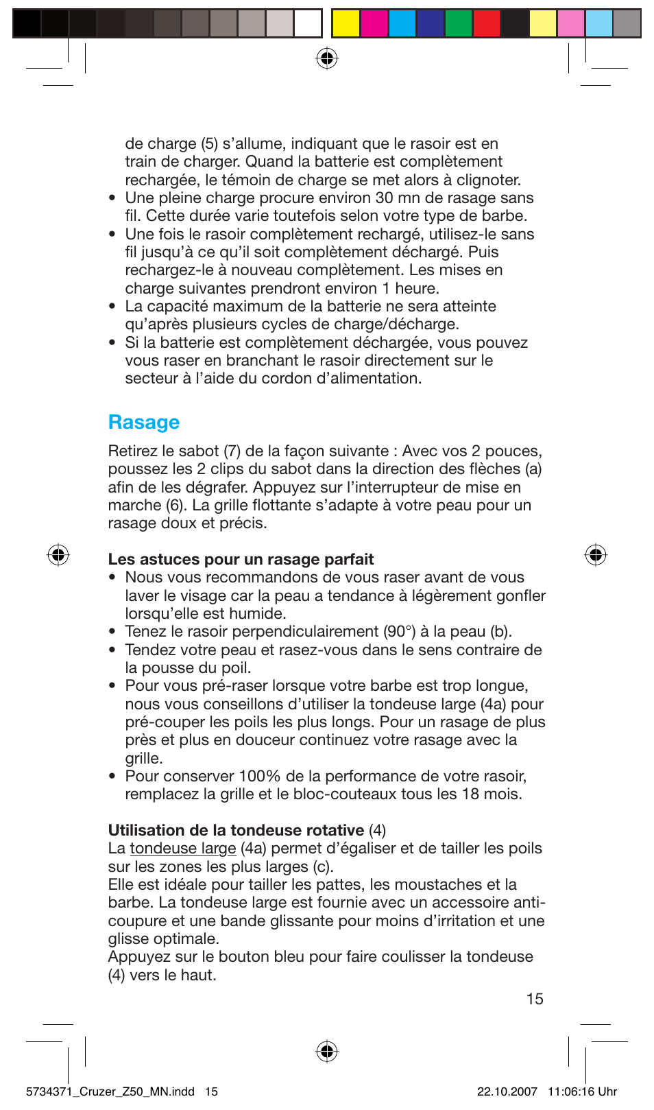 Rasage | Braun 5734 User Manual | Page 15 / 65