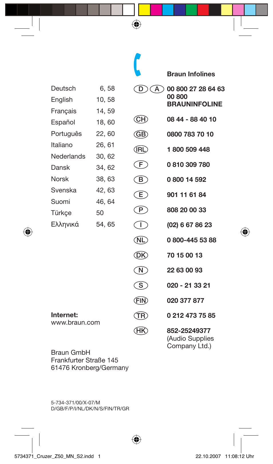 Braun 5734 User Manual | Page 2 / 65