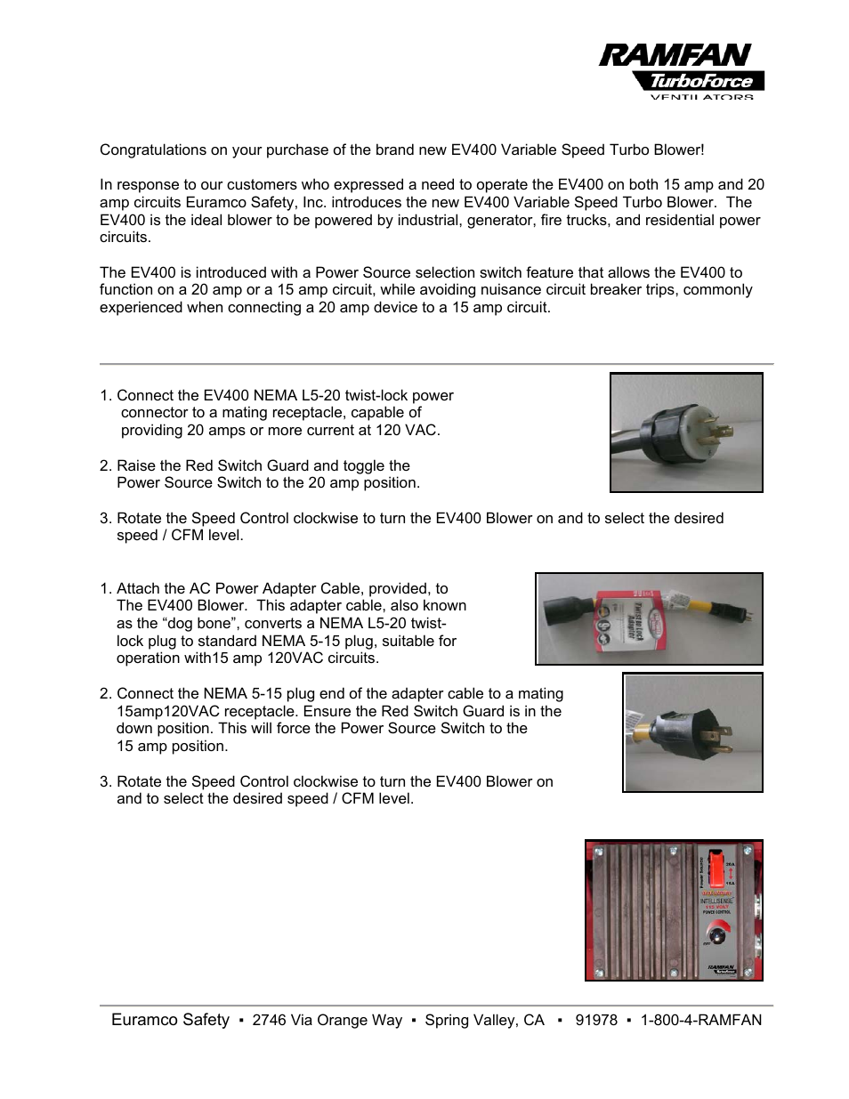 Euramco Safety EV400 User Manual | 1 page