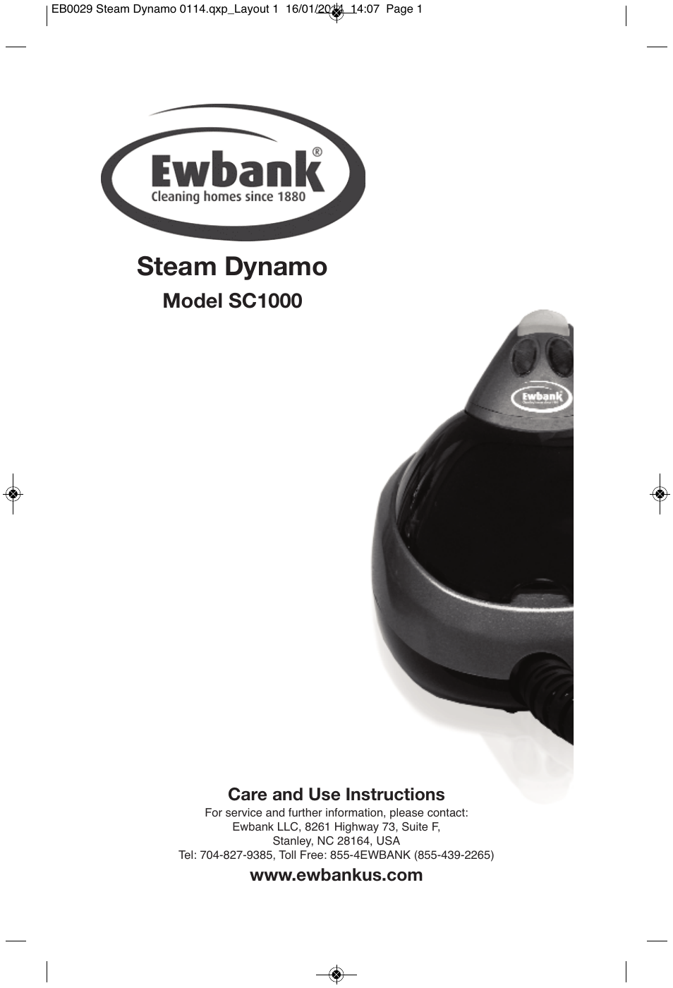 Ewbank Steam Dynamo SC1000 User Manual | 12 pages