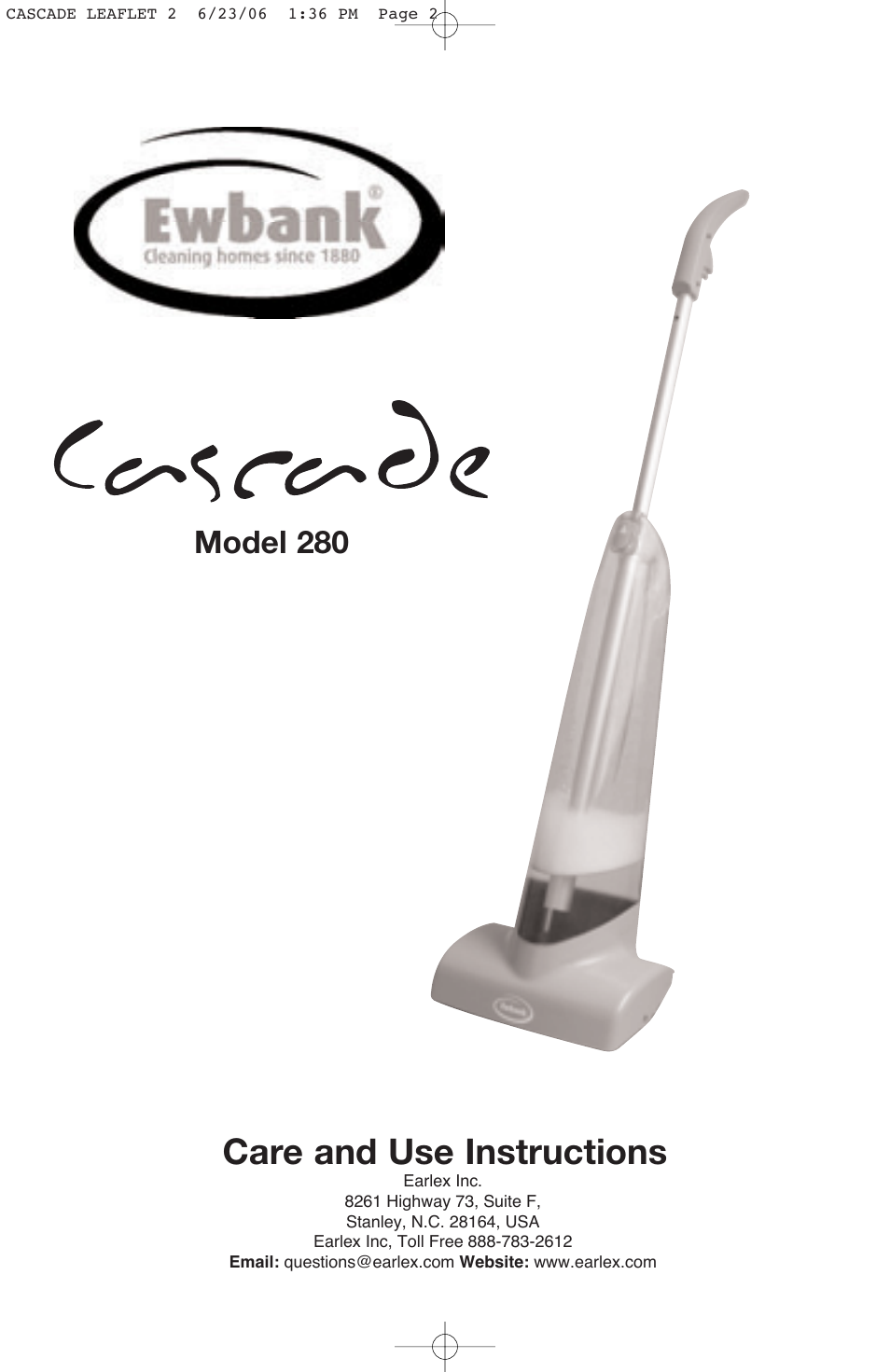 Ewbank Сascade 280 User Manual | 4 pages