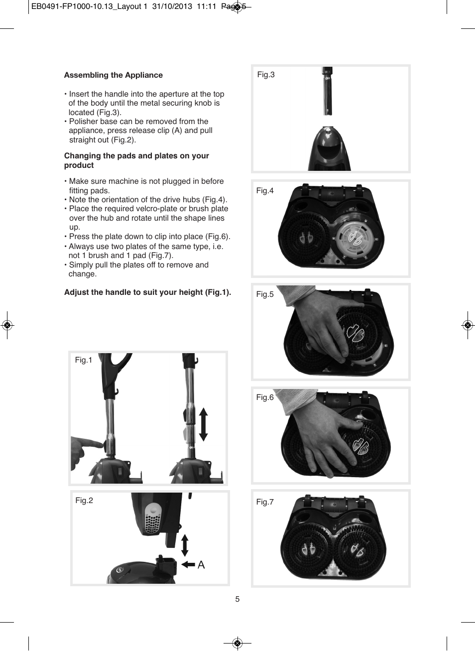 Ewbank Floor Scrubber & Polisher with Vac FP1000 User Manual | Page 5 / 12