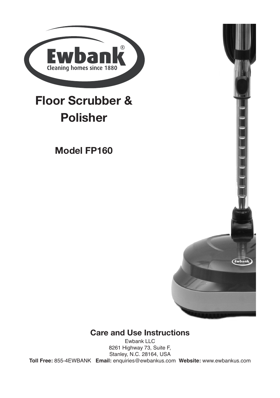 Ewbank Floor Scrubber & Polisher FP160 User Manual | 12 pages