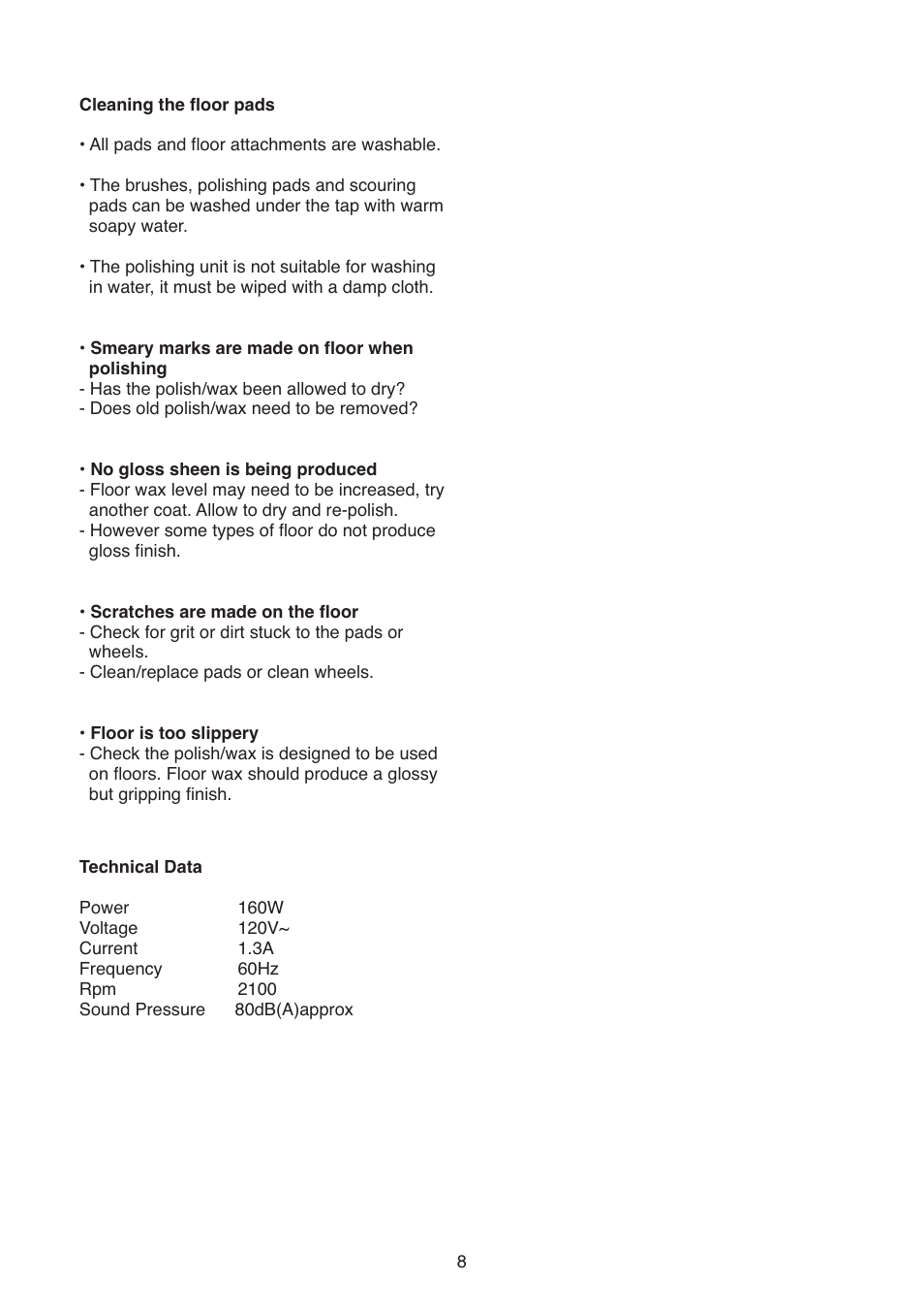 Ewbank Floor Scrubber & Polisher FP160 User Manual | Page 8 / 12