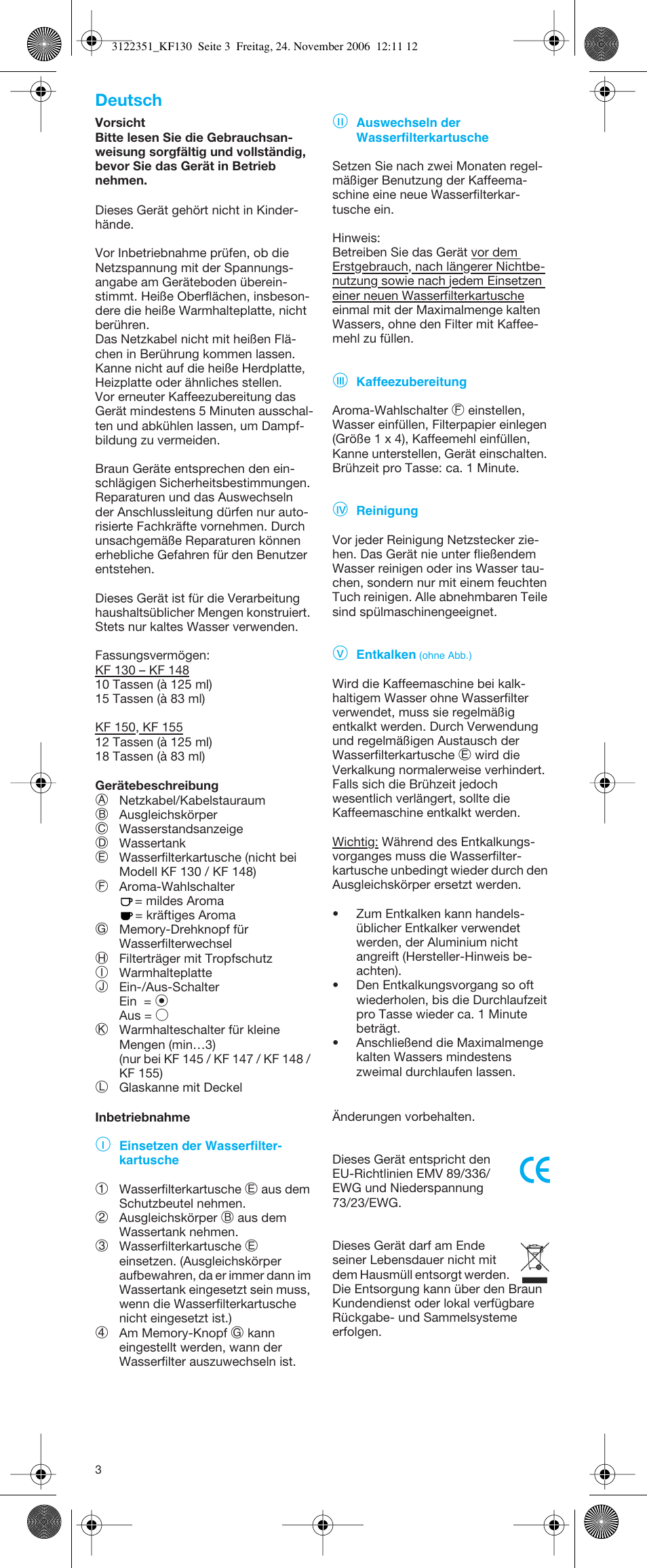 Braun KF 150 User Manual | Page 3 / 21