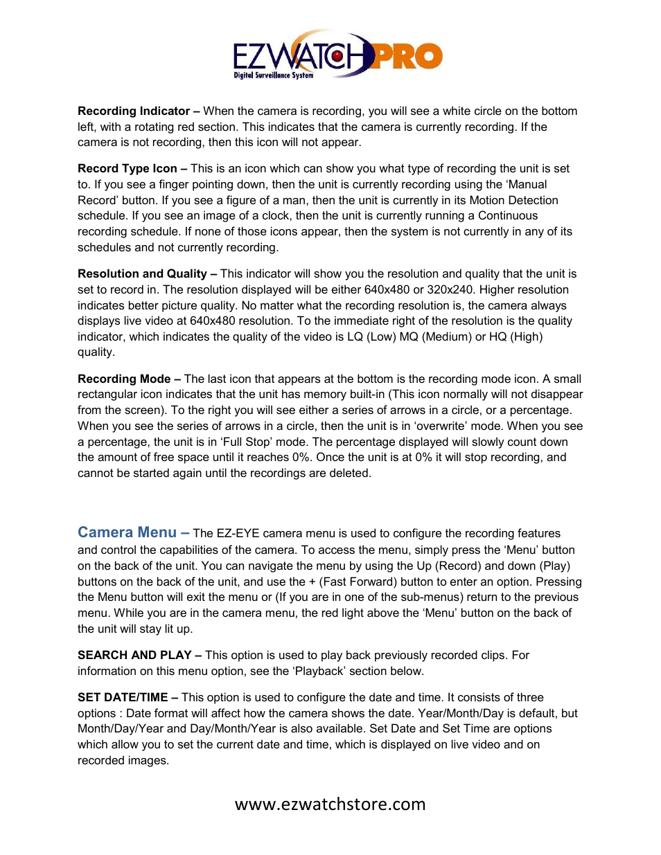 EZWatch EZ-EYE User Manual | Page 2 / 7