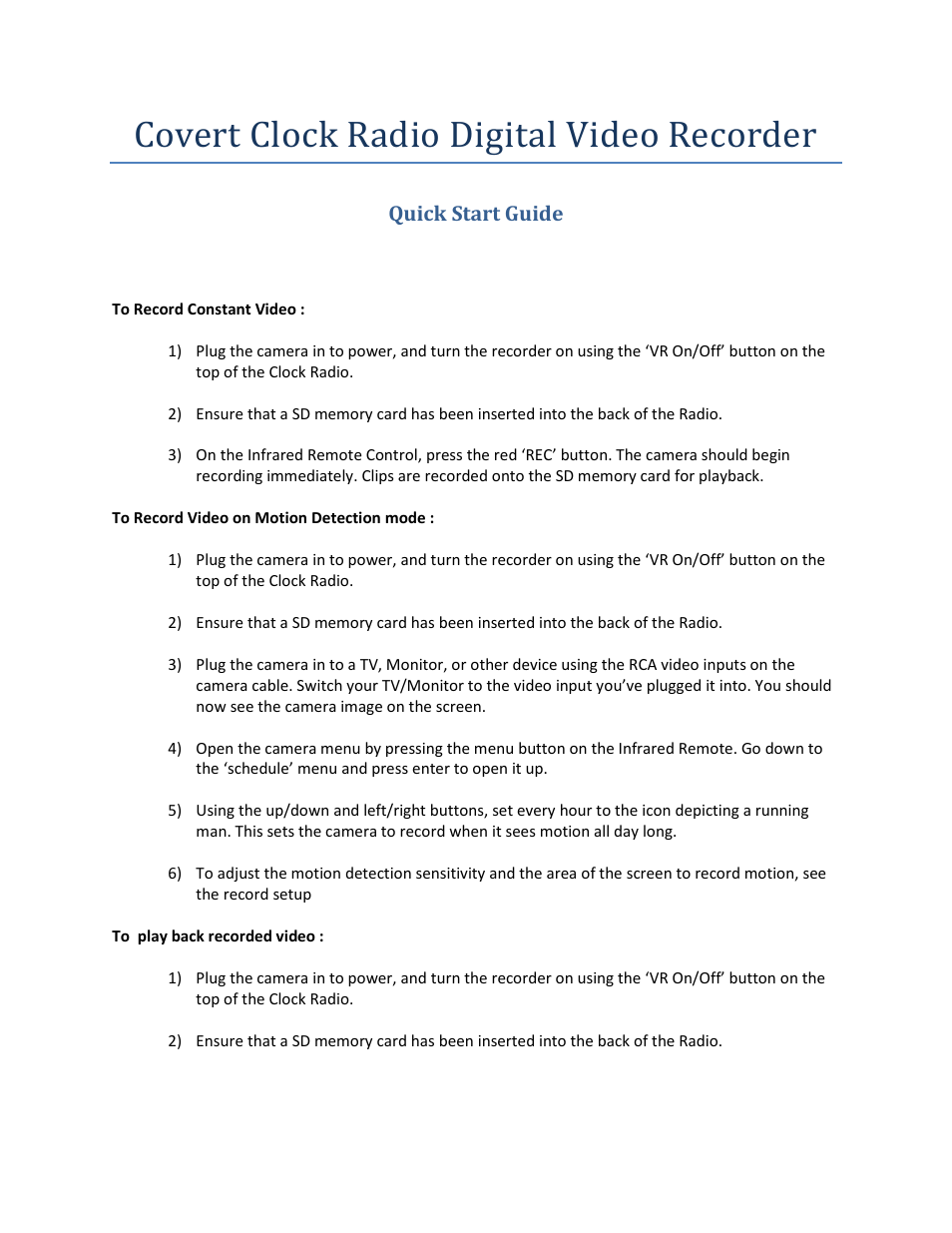 EZWatch EZ-CLOCKDVR User Manual | 9 pages