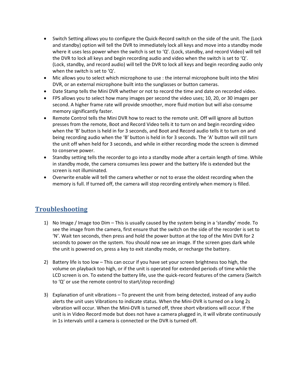 Troubleshooting | EZWatch BLACK-OPS User Manual | Page 3 / 3