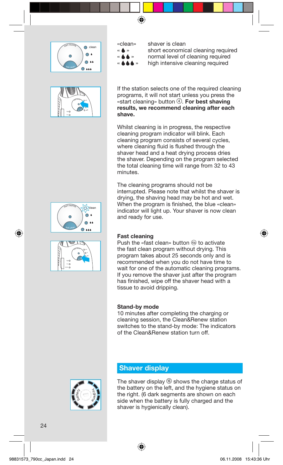 Shaver display, The shaver display | Braun 7 User Manual | Page 24 / 31