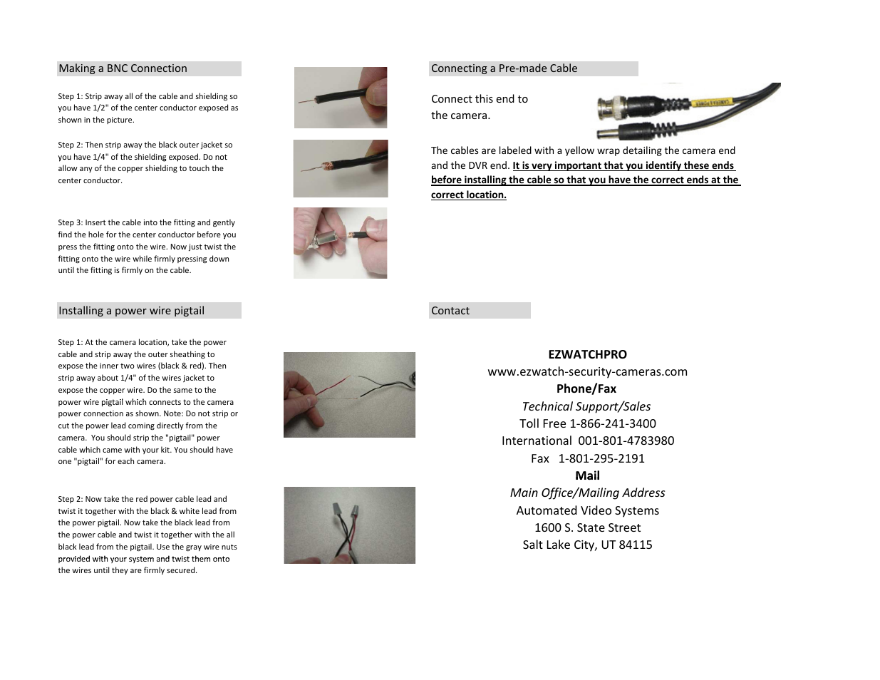 EZWatch EZBULLET-PRO-VP User Manual | Page 2 / 2