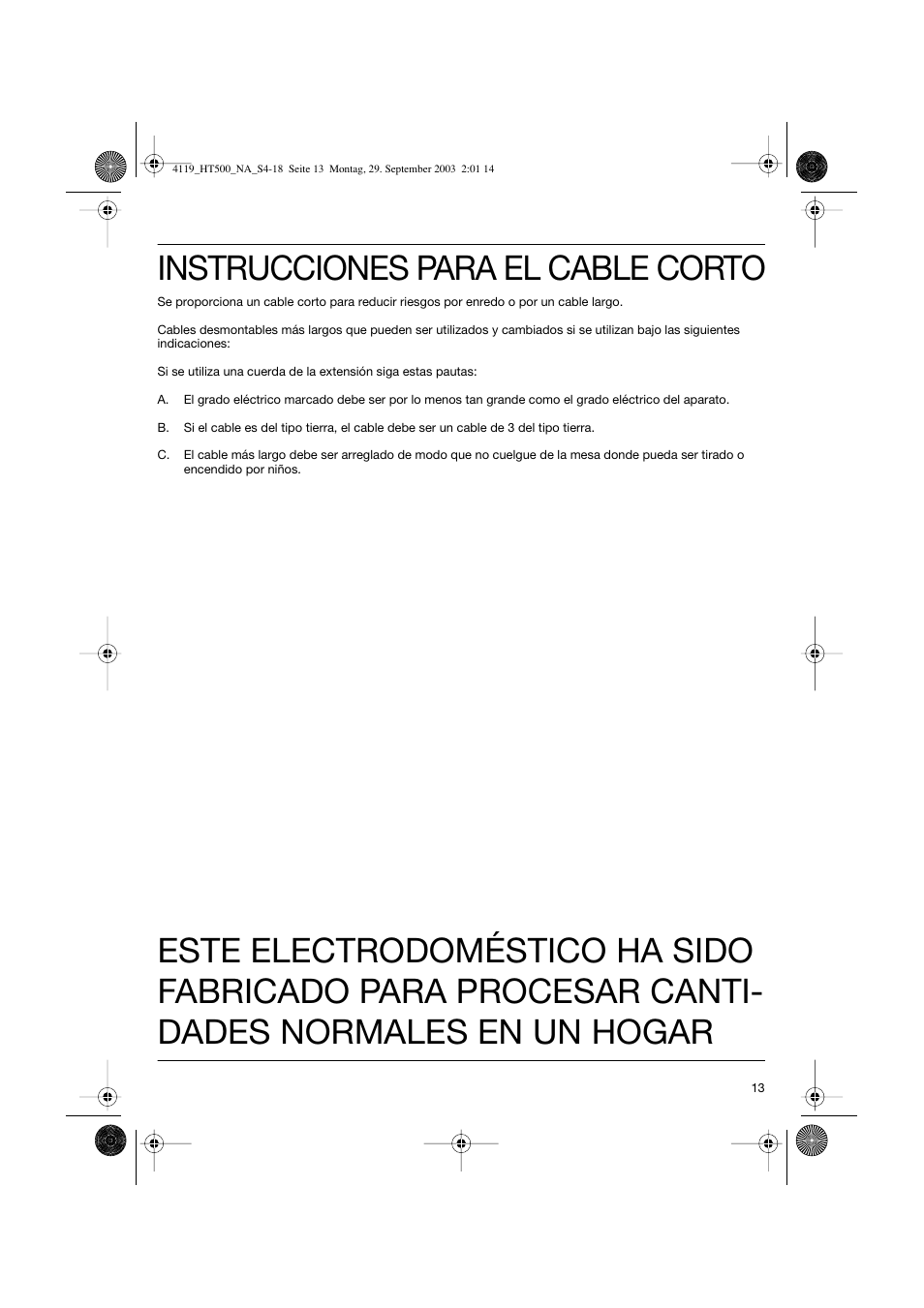 Instrucciones para el cable corto | Braun MultiToast HT 500W User Manual | Page 13 / 15