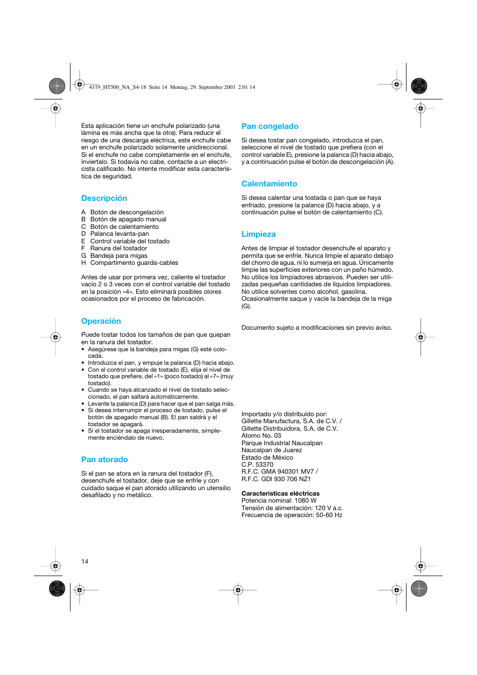 Braun MultiToast HT 500W User Manual | Page 14 / 15