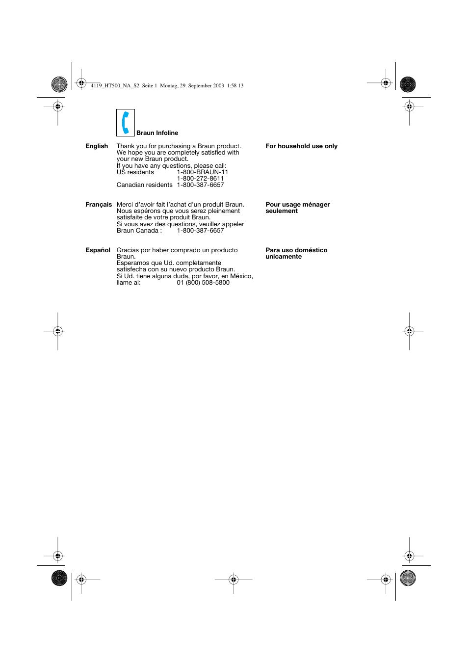 Braun MultiToast HT 500W User Manual | Page 2 / 15