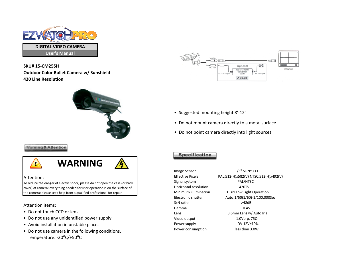 EZWatch 15-CM25SH User Manual | 2 pages