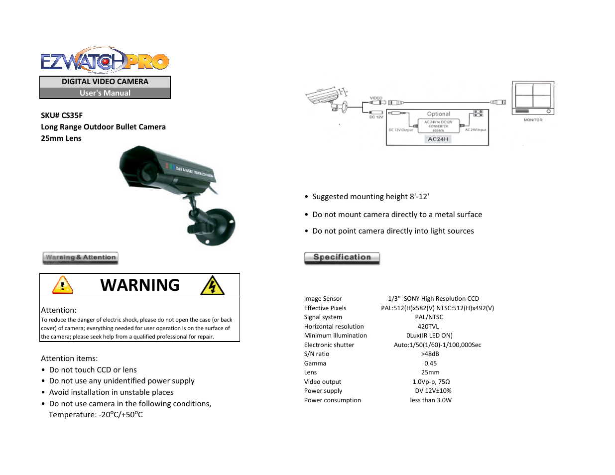 EZWatch CS35F User Manual | 2 pages