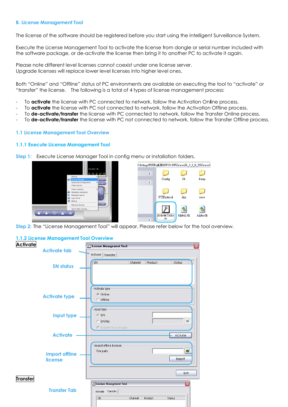 B. license management tool, 1 license management tool overview | EZWatch Evolution User Manual | Page 111 / 130